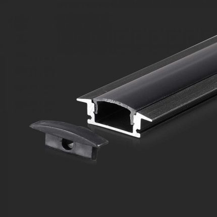 ALU profil za LED trak /vgradni/črn/200 cm/S
