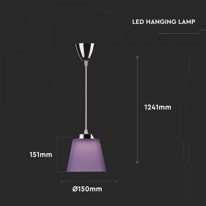 LED viseča stropna svetilka 7W kromirano ohišje + vijolično senčilo.jpg.1