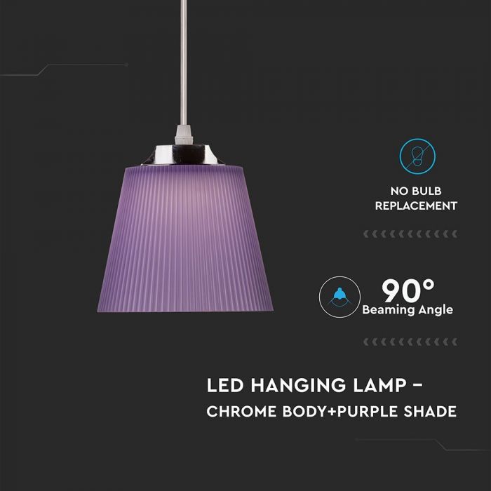 LED viseča stropna svetilka 7W kromirano ohišje + vijolično senčilo.jpg.1.jpg.1
