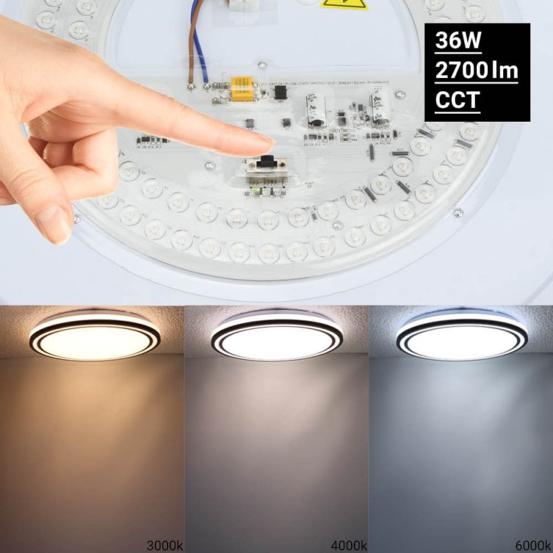 LED stropna svetilka 60W CCT črna daljinec OPTONICA