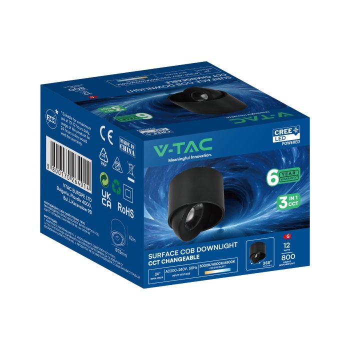 LED reflektorska svetilka 12W CCT črna V-TAC.jpg.1.jpg.1.jpg.1